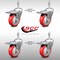 Service Caster 4 Inch SS Red Polyurethane 3/8 Inch Threaded Stem Caster Set Total Lock Brake SCC-SSTSTTL20S414-PPUB-RED-381615-4 - alternate 4
